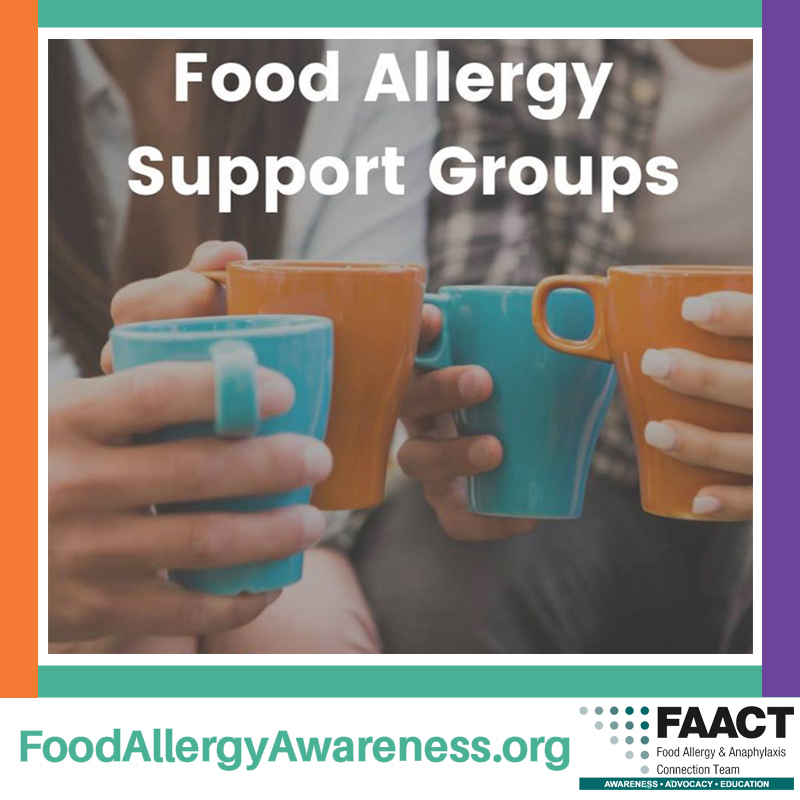 Food Allergy Support Groups poster with people holding cups